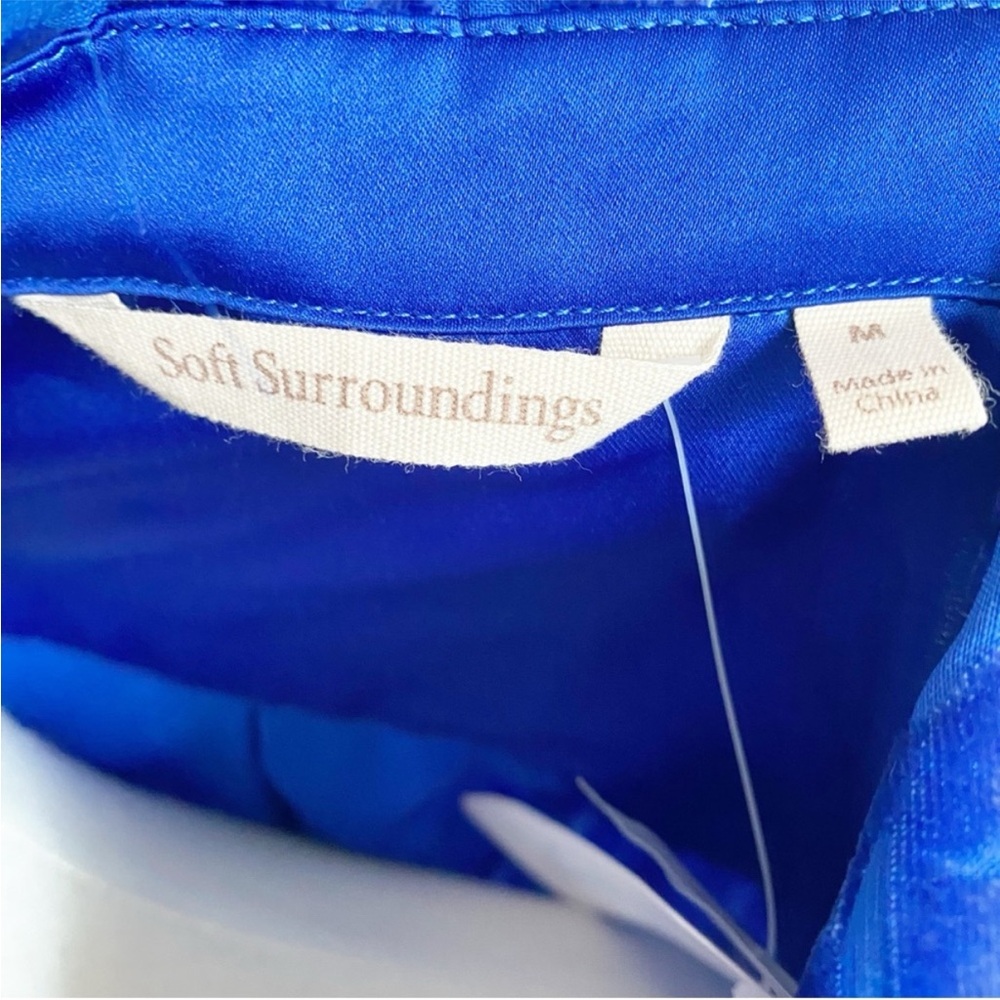 NWT Soft Surroundings Floreat Velvet Shirt Sapphire Blue Button Down Top Medium - Picture 7 of 16